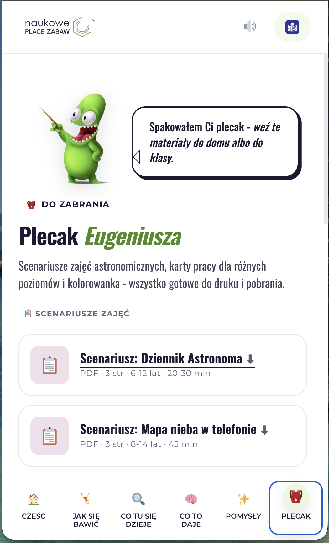 Cyfrowy Plecak Eugeniusza na telefonie - gotowe materiały do pobrania
