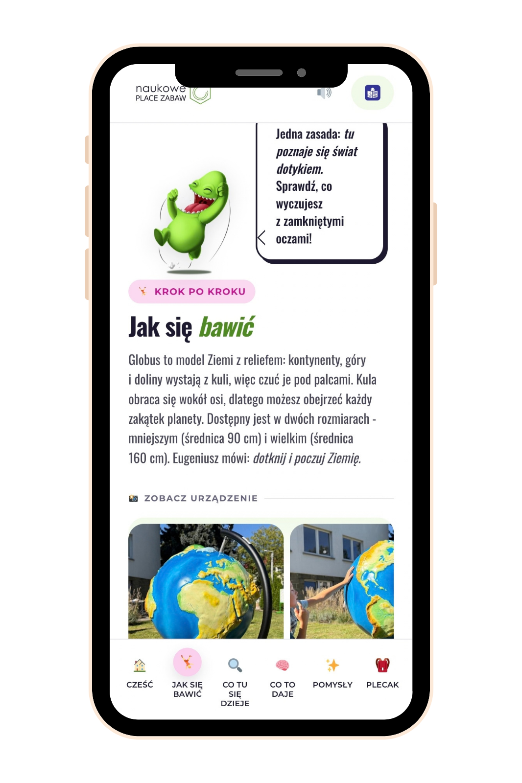 Mobilna strona urządzenia Globus plenerowy (85 cm) na telefonie po zeskanowaniu kodu QR