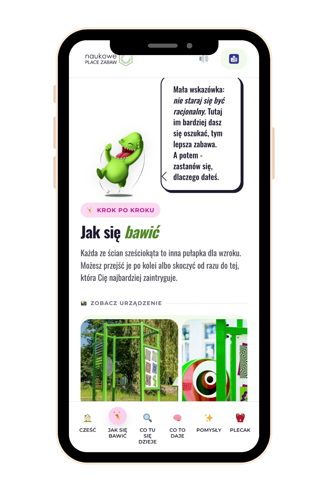 Mobilna strona urządzenia Naukowy HEX na telefonie po zeskanowaniu kodu QR