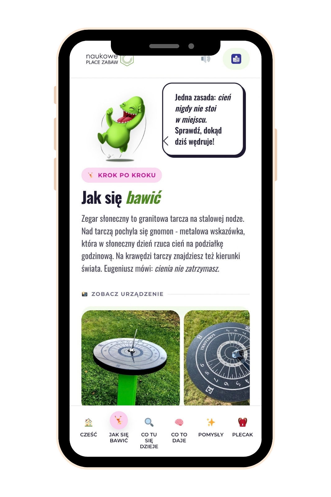 Mobilna strona urządzenia Zegar słoneczny na telefonie po zeskanowaniu kodu QR