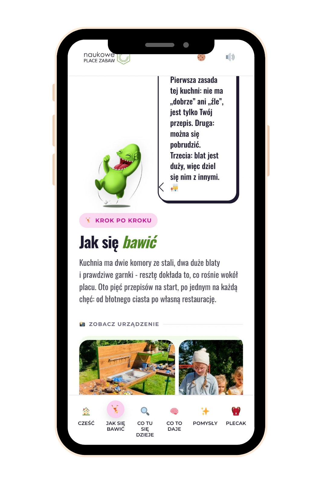Mobilna strona urządzenia Eko-Kuchnia na telefonie po zeskanowaniu kodu QR