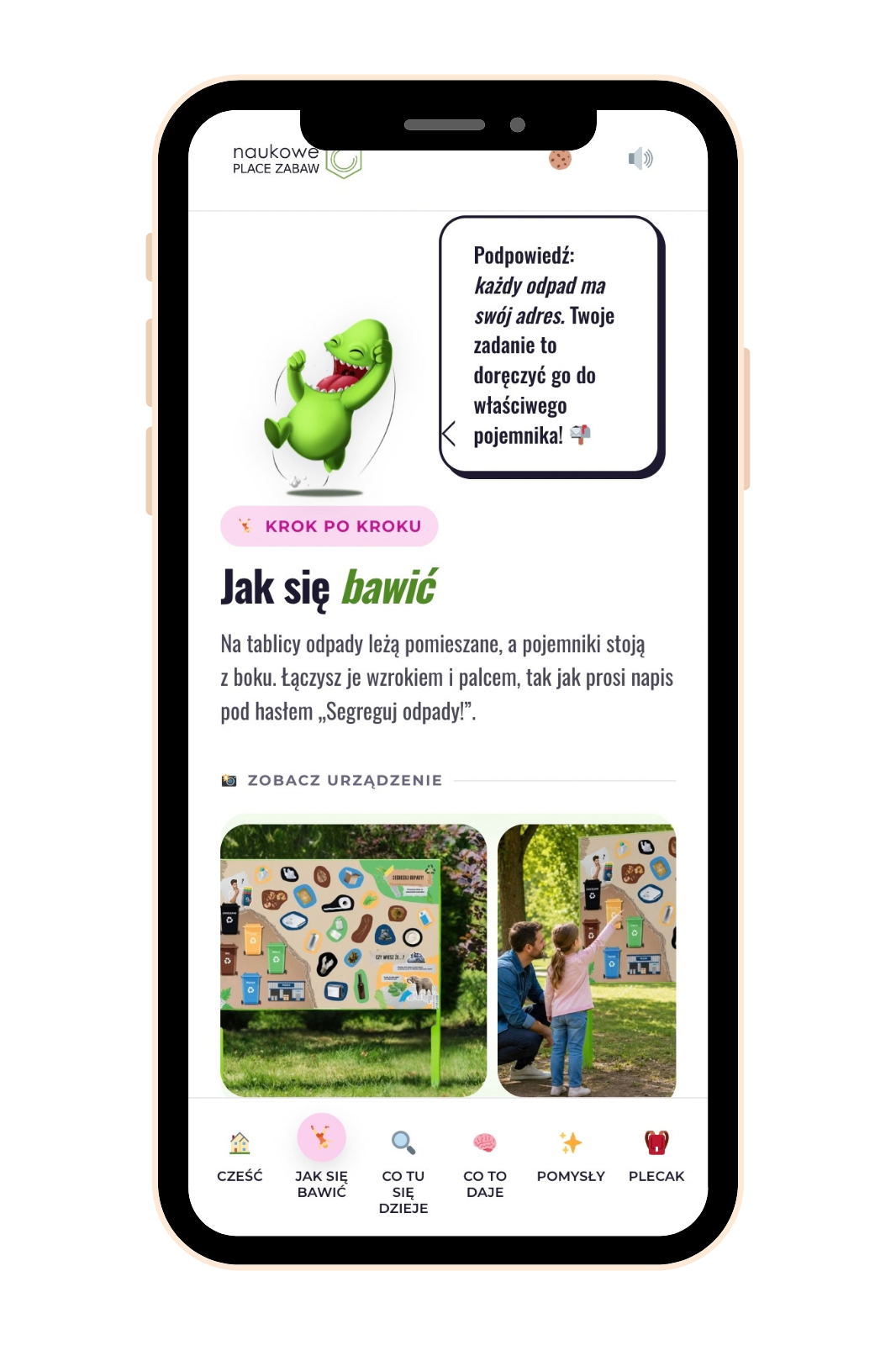 Mobilna strona urządzenia Tablica edukacyjna jednostronna - Nauka segregacji na telefonie po zeskanowaniu kodu QR