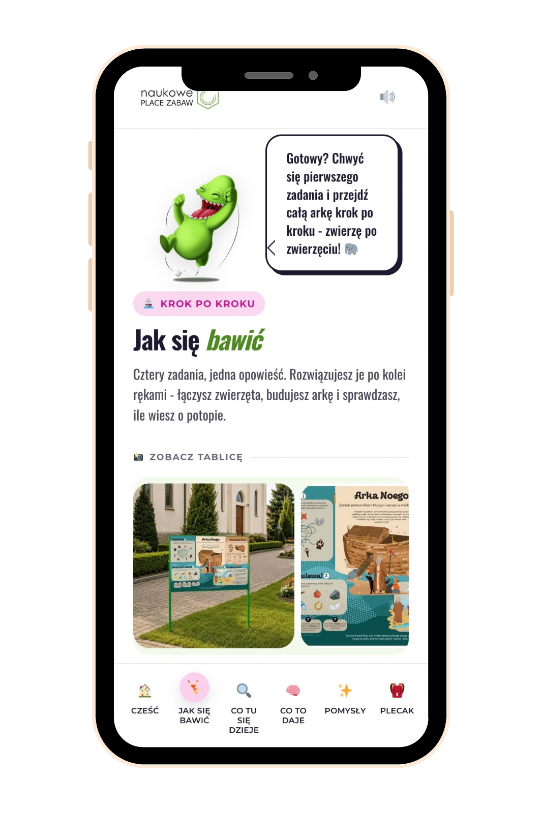 Mobilna strona urządzenia Tablica edukacyjna jednostronna - Arka Noego na telefonie po zeskanowaniu kodu QR
