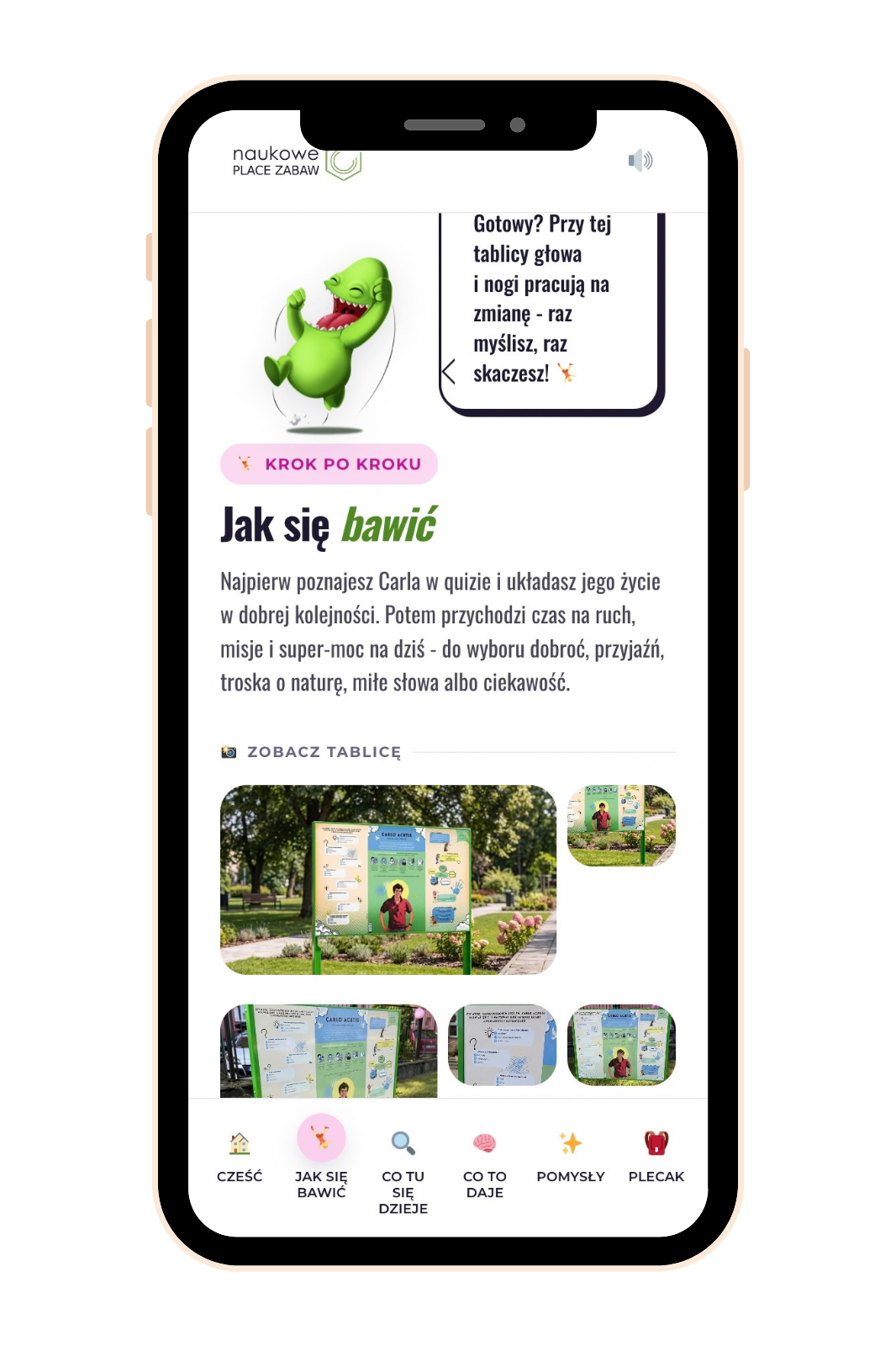 Mobilna strona urządzenia Tablica edukacyjna jednostronna - Carlo Acutis z platformą edukacyjną QR+ na telefonie po zeskanowaniu kodu QR
