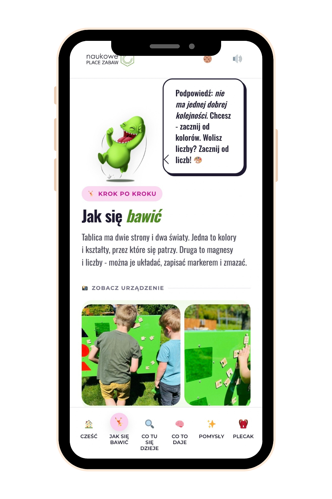 Mobilna strona urządzenia Tablica edukacyjna Pitagoras na telefonie po zeskanowaniu kodu QR