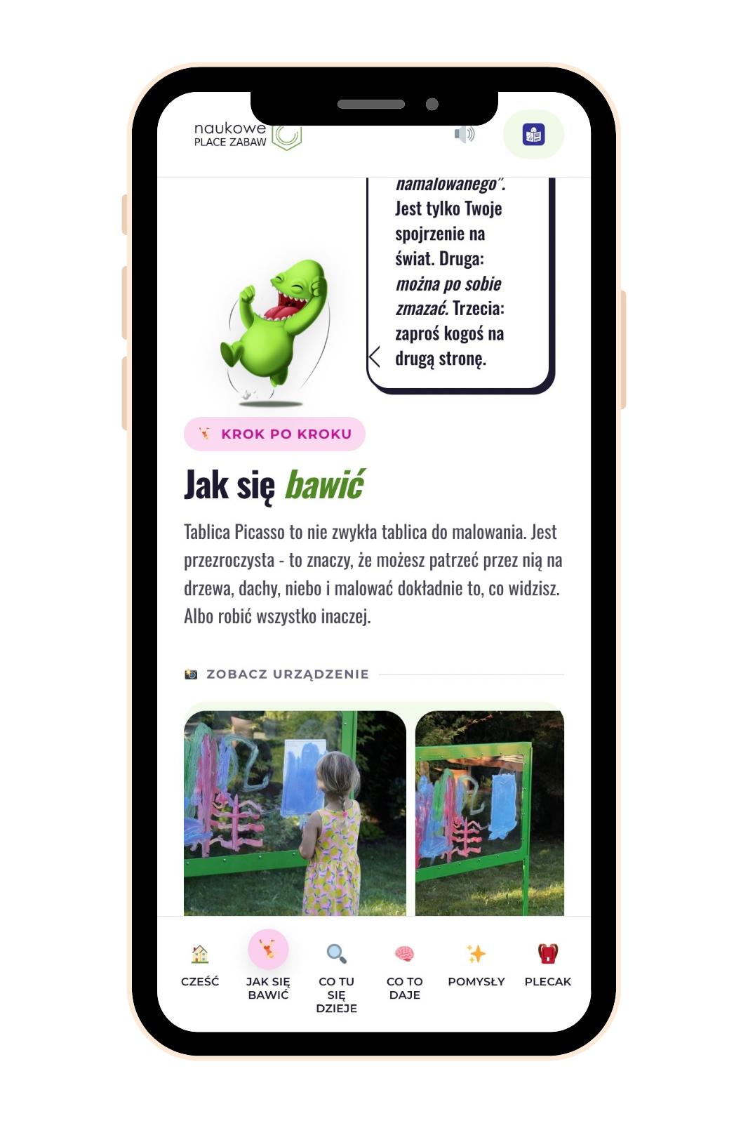 Mobilna strona urządzenia Tablica edukacyjna Picasso na telefonie po zeskanowaniu kodu QR