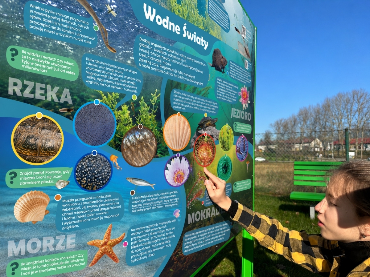 Zbliżenie na wypukłą strukturę wykonaną w&nbsp;druku 3D na tablicy dotykowej Hapti, widoczne żłobienia i&nbsp;chropowatość powierzchni