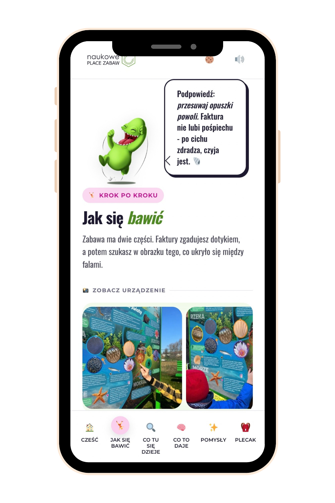 Mobilna strona urządzenia Tablica dotykowa Hapti  - Wodne światy na telefonie po zeskanowaniu kodu QR